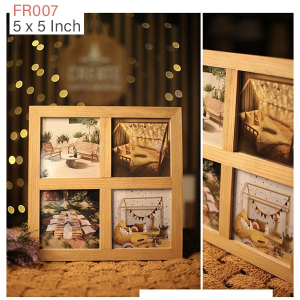 Multi Window Wooden Photo Frame: 5x5 (4 Photos) - FR007