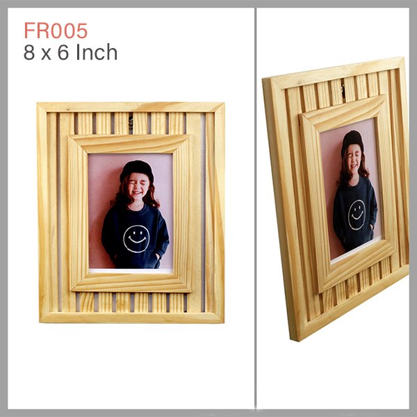 Inner Bevel Striped Wooden Photo Frame: 8x6 - FR005