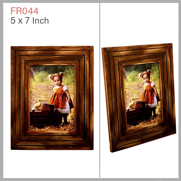 Multi-Layer Coffee Brown Striped Wooden Photo Frame: 5x7 - FR044