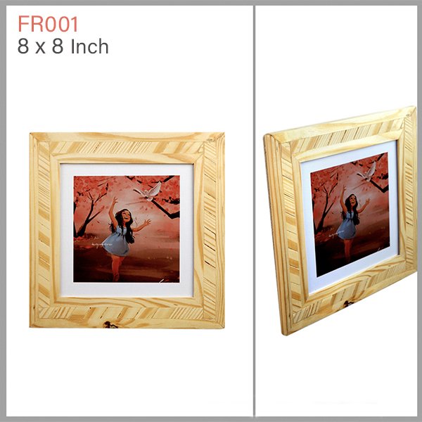 Square Wooden Photo Frame with Mask: 8x8 - FR001