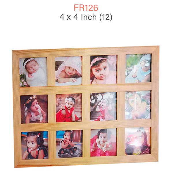 12 Months Model Wall Mount Wooden Photo Frame: 4x4 (12) - FR126